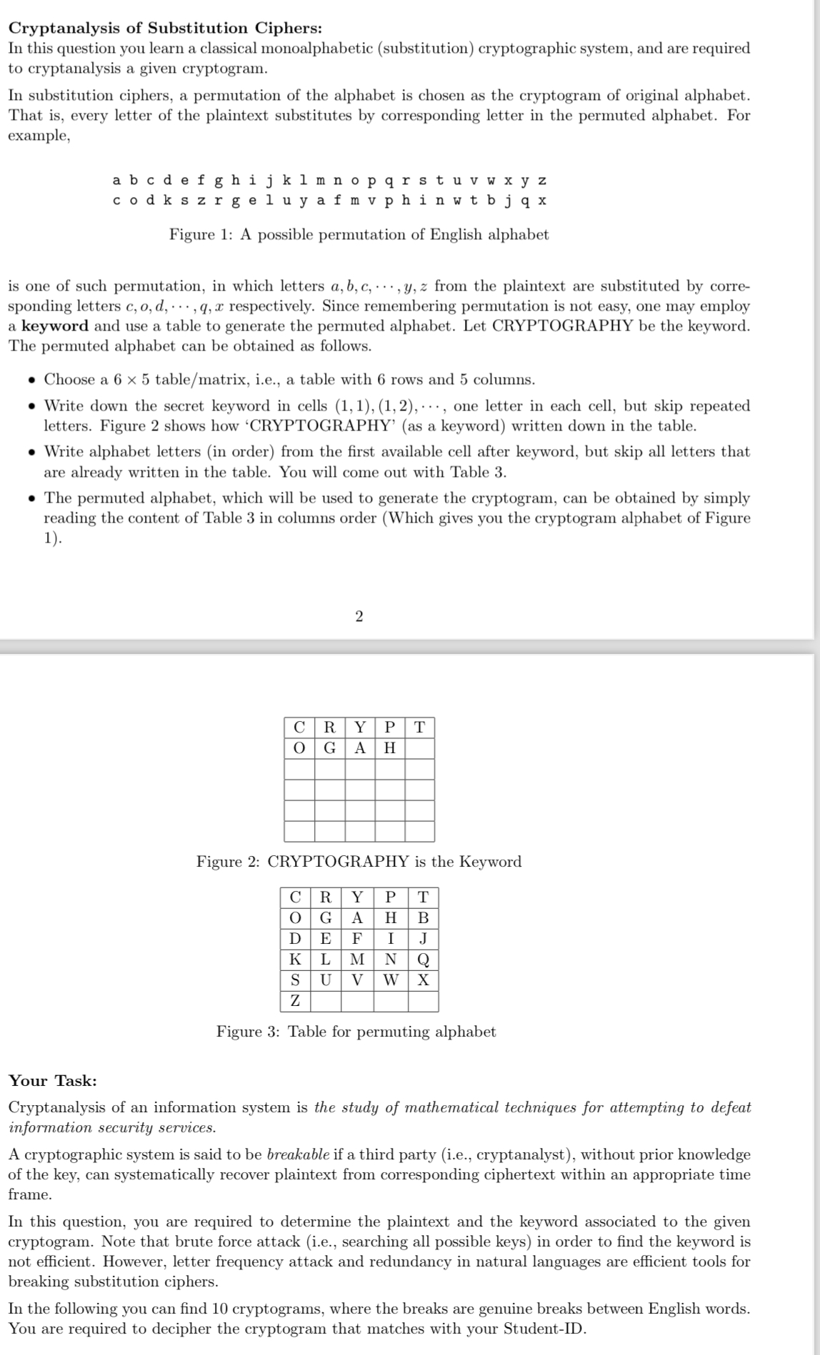 Solved Cryptanalysis Of Substitution Ciphers: In This | Chegg.com