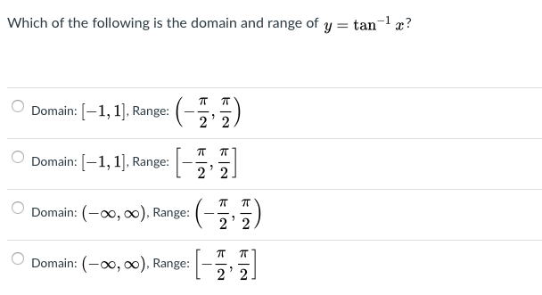 Solved Which of the following is the domain and range of y = | Chegg.com