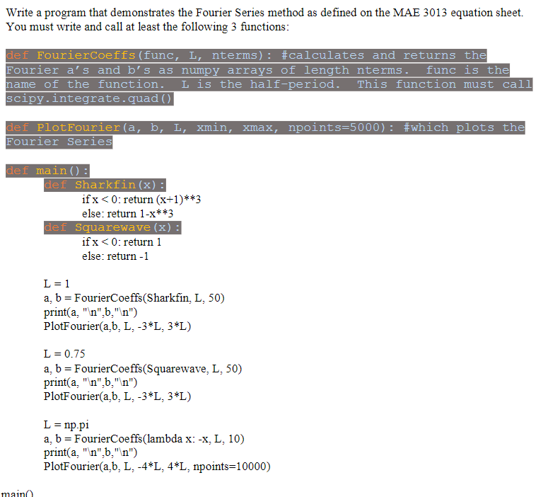 Write a program that demonstrates the Fourier Series | Chegg.com