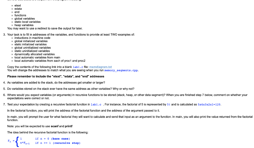Solved Part 2 - Process Memory The purpose of this part is | Chegg.com