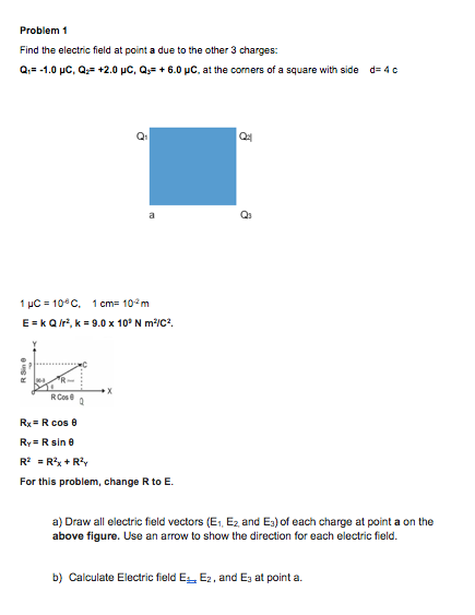 Solved Problem 1 Find the electric field at point a due to | Chegg.com