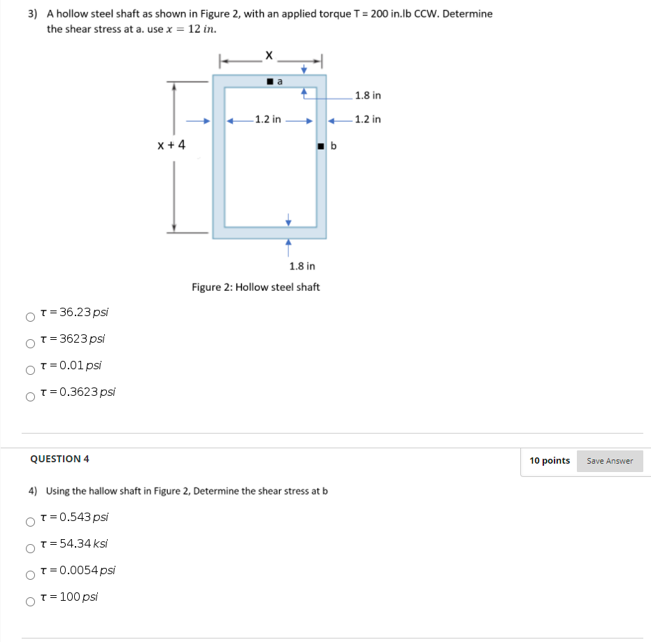 Solved A Hollow Steel Shaft As Shown In Figure With An Chegg Com