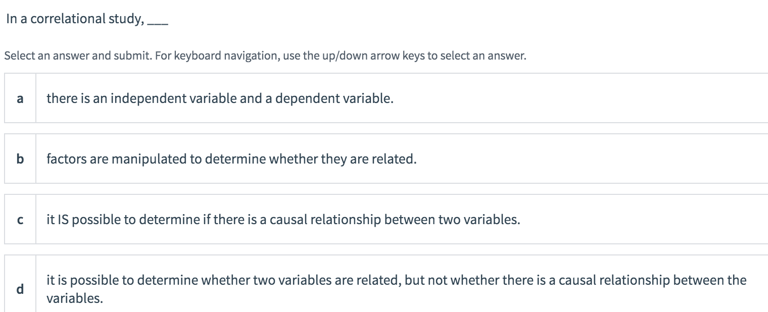 Solved In a correlational study, Select an answer and | Chegg.com