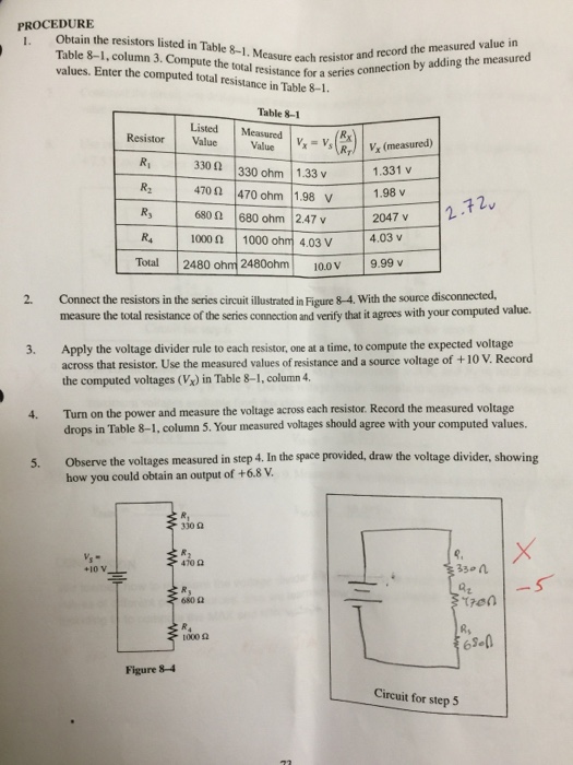 Solved Obtain the resistors listed value in Table in Table