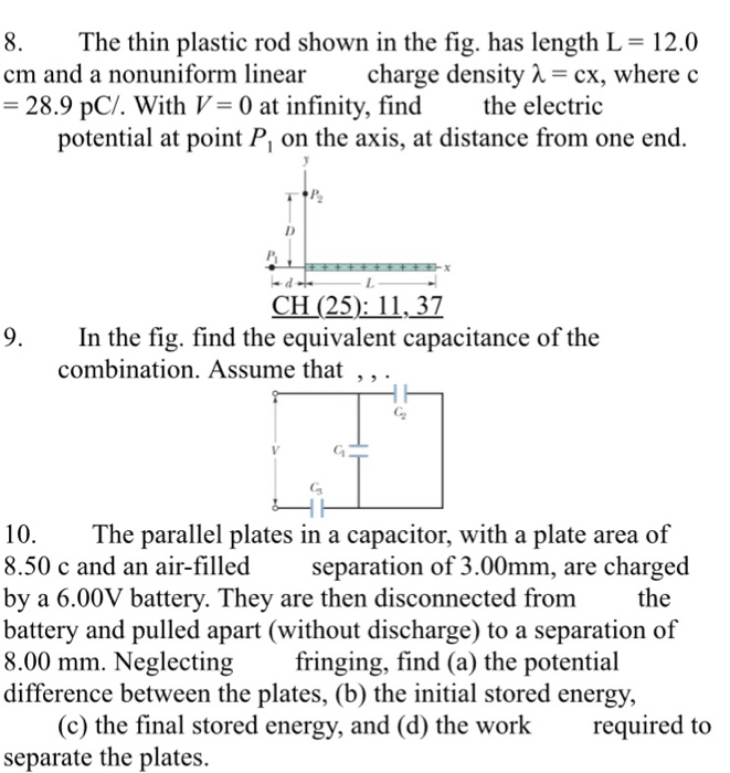 Solved The thin plastic rod shown in the fig. has length L =