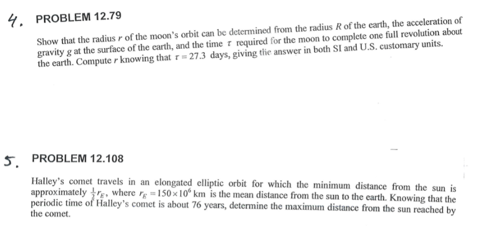 Solved PROBLEM 12.79 Show that the radius r of the moon's | Chegg.com