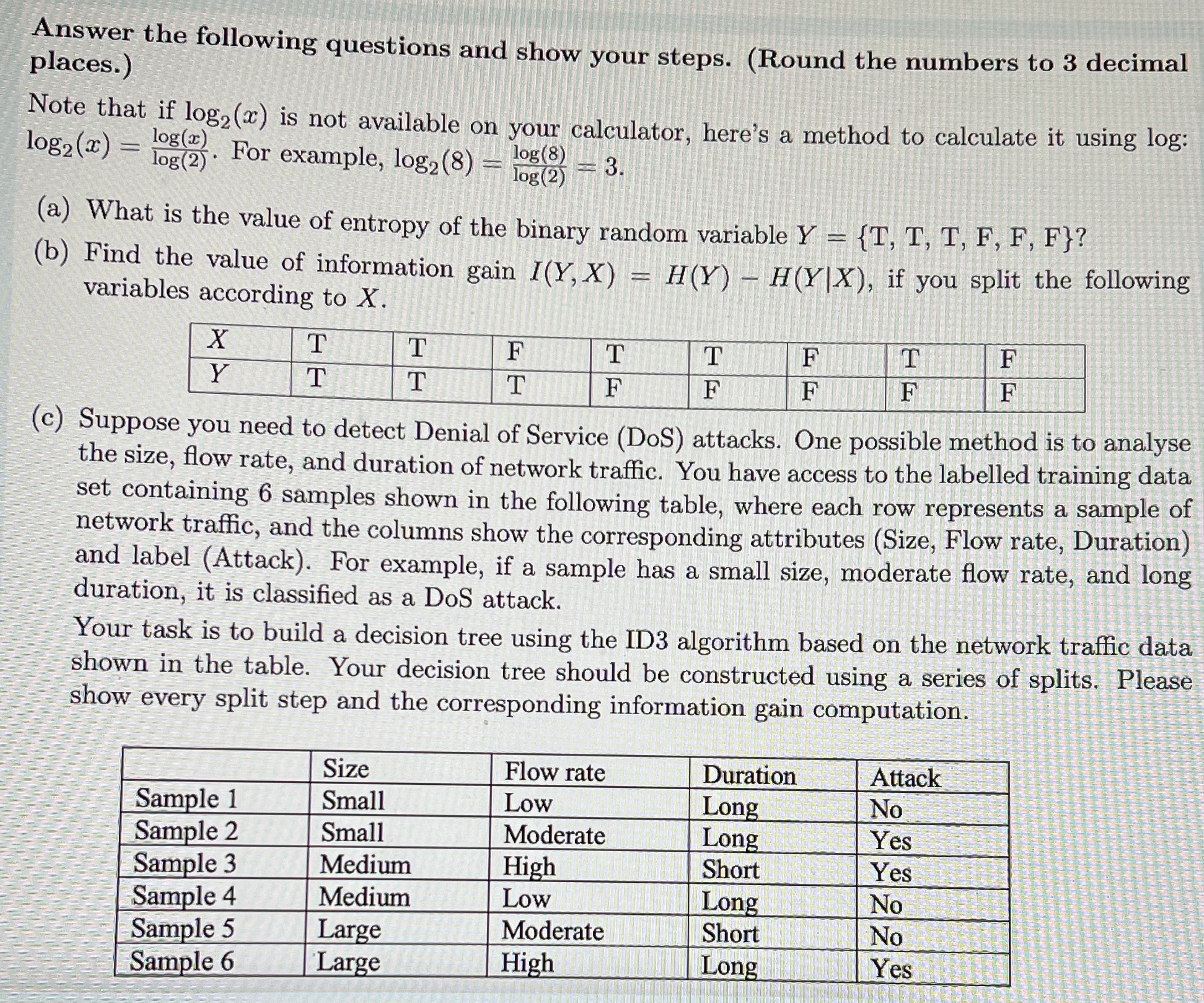 Solved Answer the following questions and show your steps. | Chegg.com