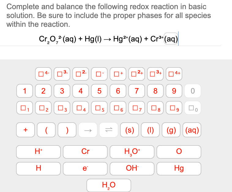 Solved Complete And Balance The Following Redox Reaction In | Chegg.com