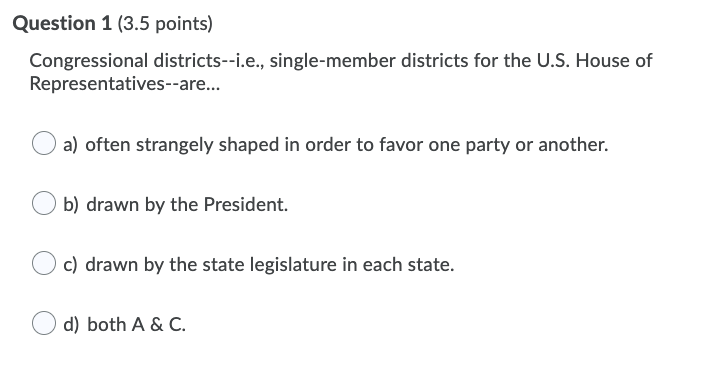 Solved Question 1 (3.5 Points) Congressional | Chegg.com