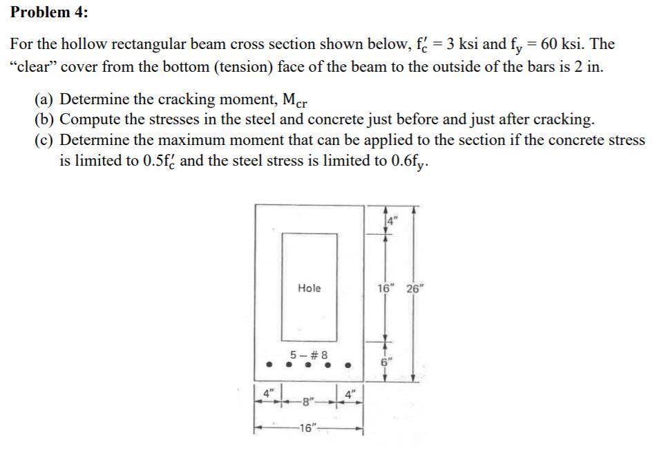 Solved Problem 4: For The Hollow Rectangular Beam Cross | Chegg.com