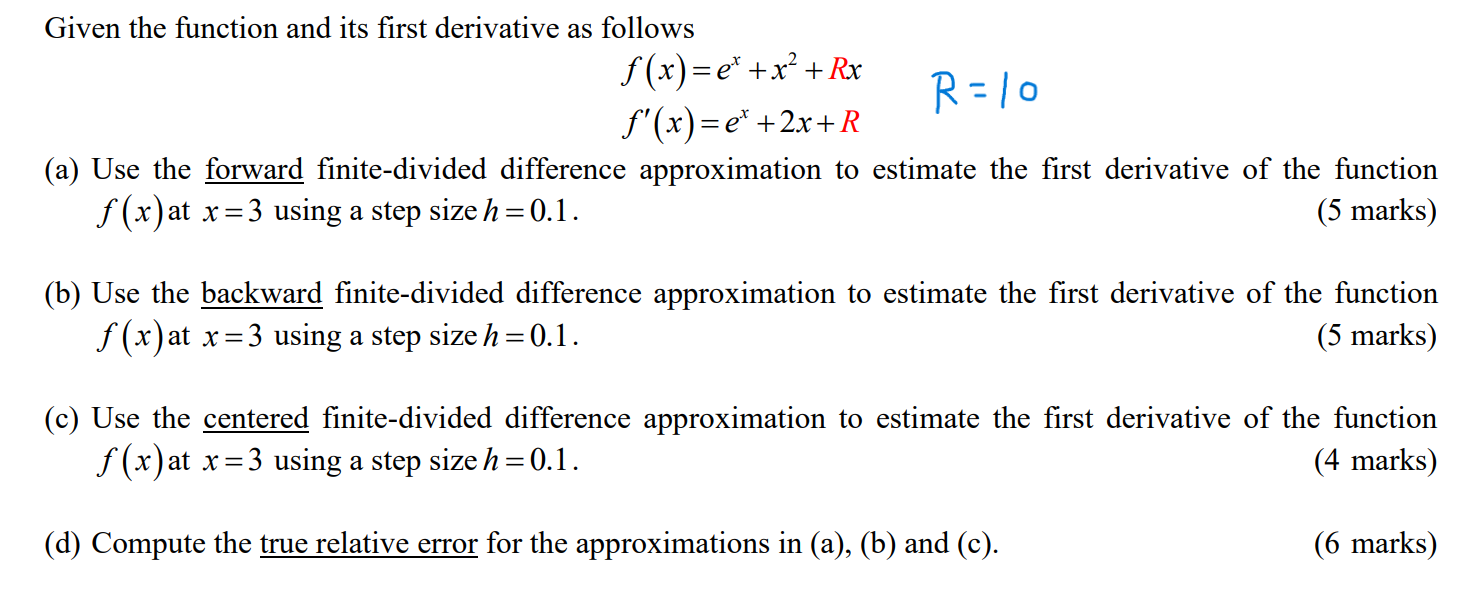 Solved Given the function and its first derivative as | Chegg.com