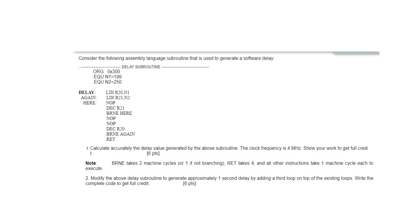 Consider the following assembly language subroutine | Chegg.com