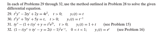 Solved In each of Problems 29 through 32, use the method | Chegg.com