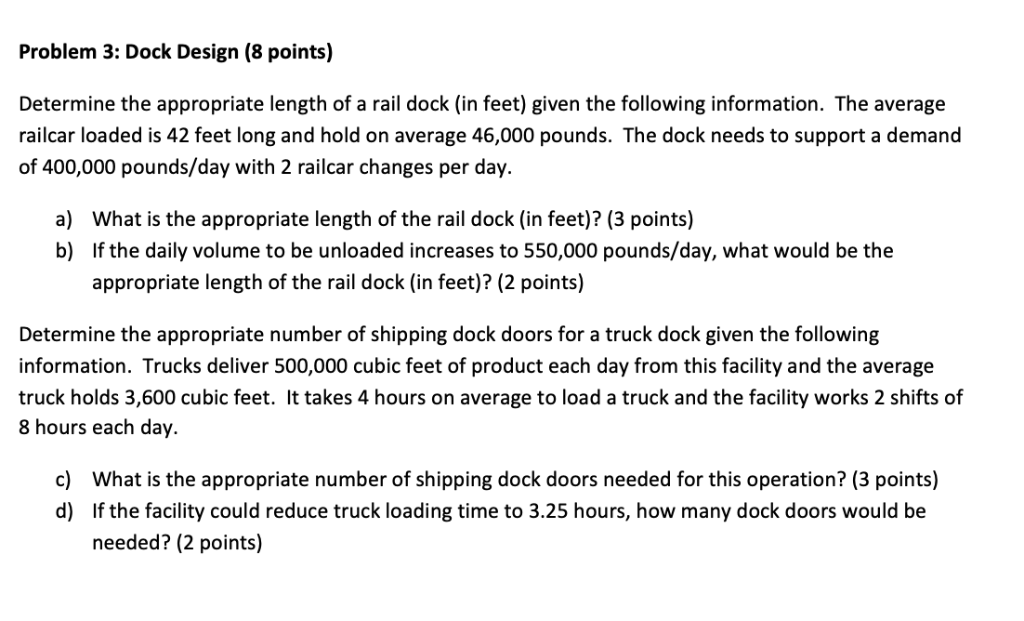 Solved Problem 3 Dock Design (8 points) Determine the