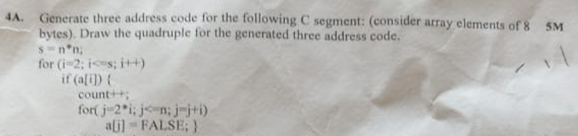 Solved 4A. Generate three address code for the following C | Chegg.com