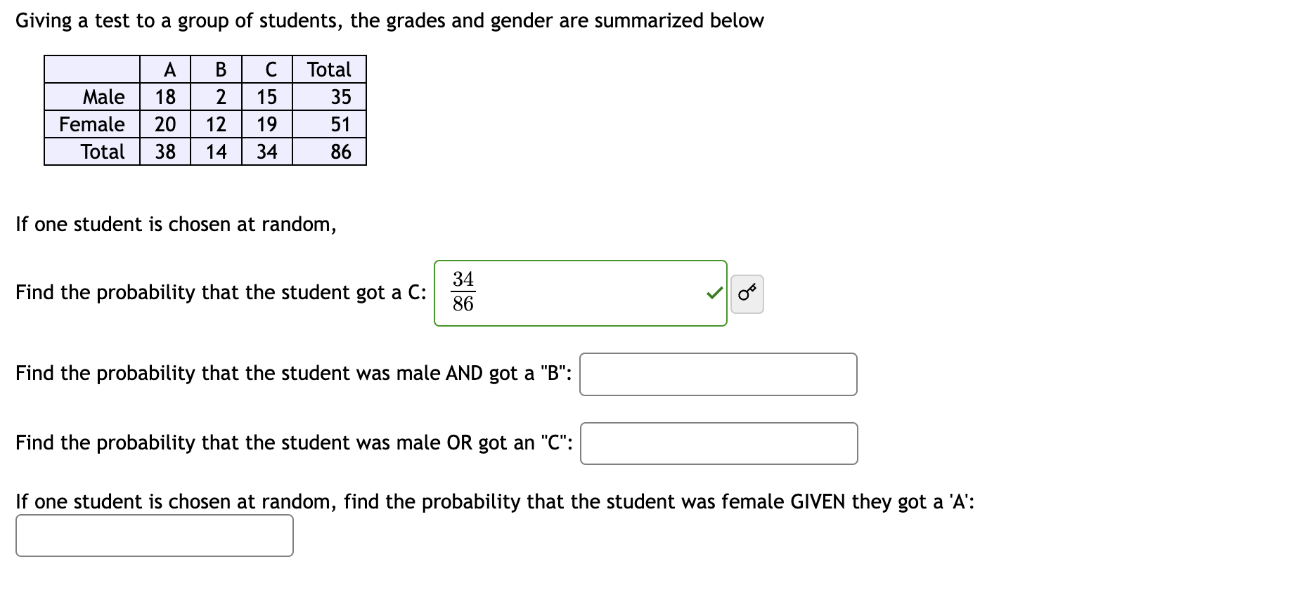 Solved Giving a test to a group of students, the grades and | Chegg.com