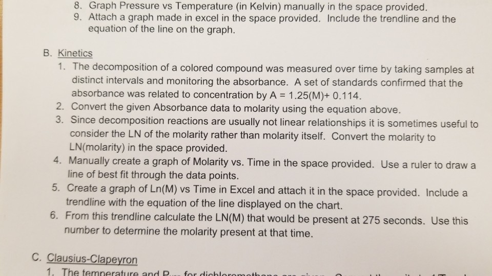 Solved 8. Graph Pressure vs Temperature in Kelvin) manually | Chegg.com