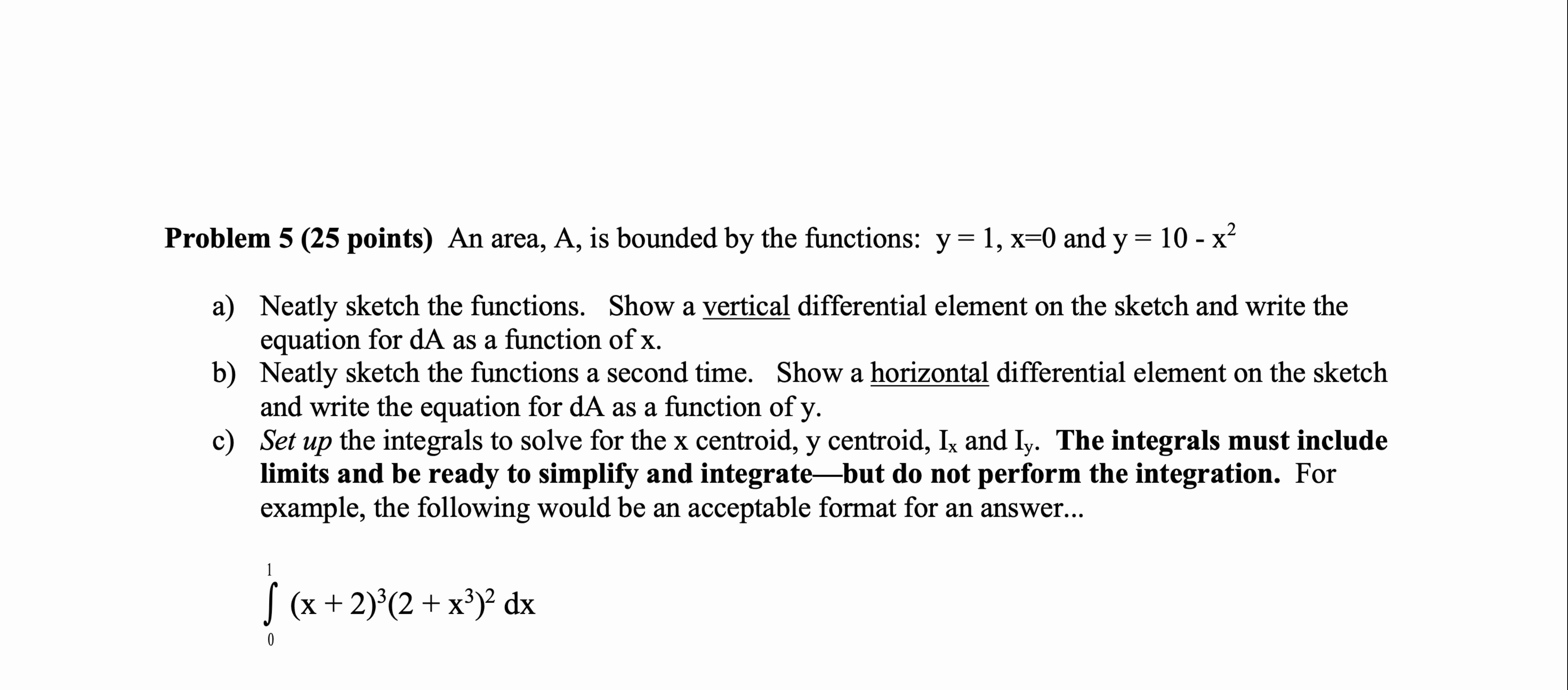 Solved Problem 5 (25 ﻿points) An ﻿area, A , is ﻿bounded by | Chegg.com