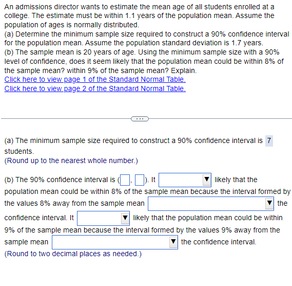 Solved An admissions director wants to estimate the mean age | Chegg.com