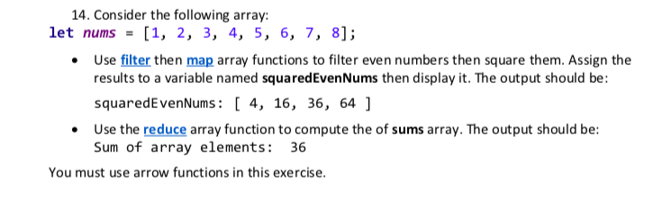 Solved 14. Consider the following array: let nums [1, 2, 3, | Chegg.com
