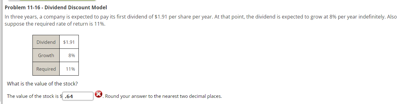 Solved Problem 11-16 - Dividend Discount Model In three | Chegg.com