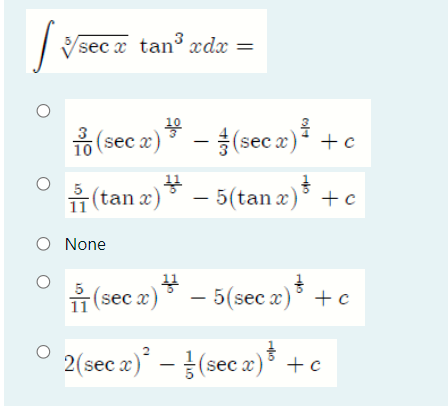 Vi Sec X Tanº Xdx 1 Sec X Secx C I Tan X Chegg Com