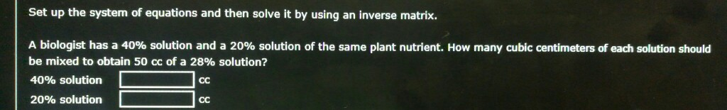 Solved Set up the system of equations and then solve it by | Chegg.com