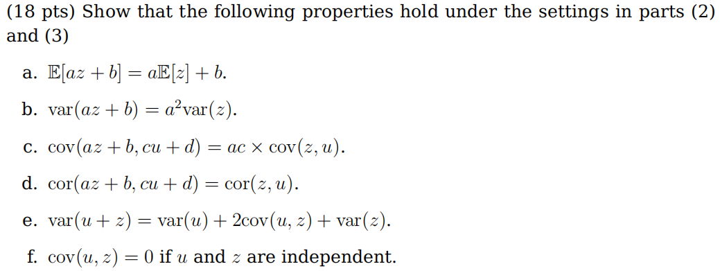 Solved 18 Pts Show That The Following Properties Hold U Chegg Com