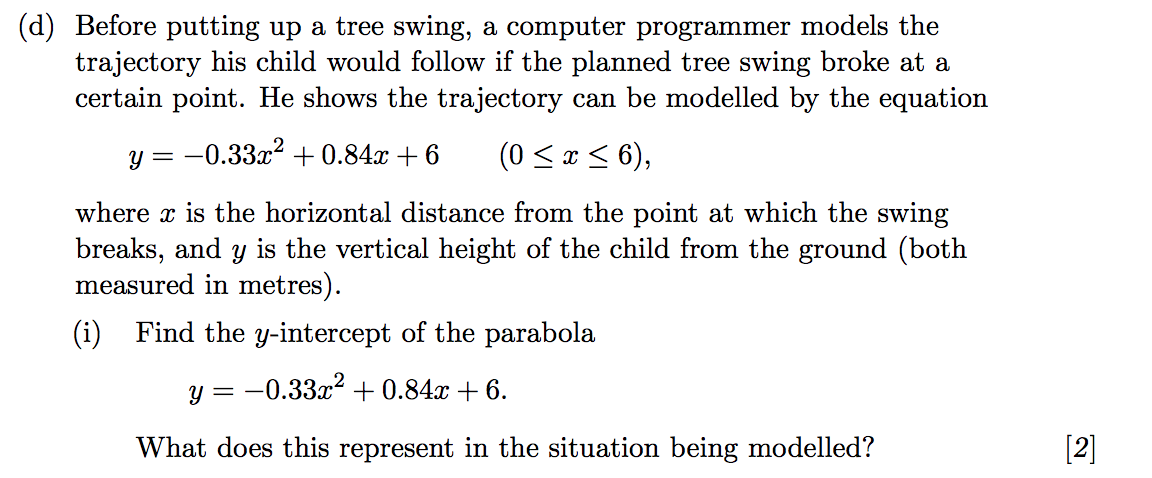 Solved (d) Before putting up a tree swing, a computer | Chegg.com
