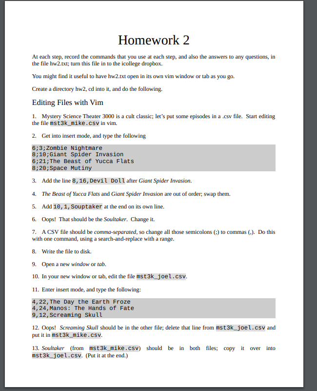 Solved Homework 2 At Each Step Record The Commands That Chegg Com