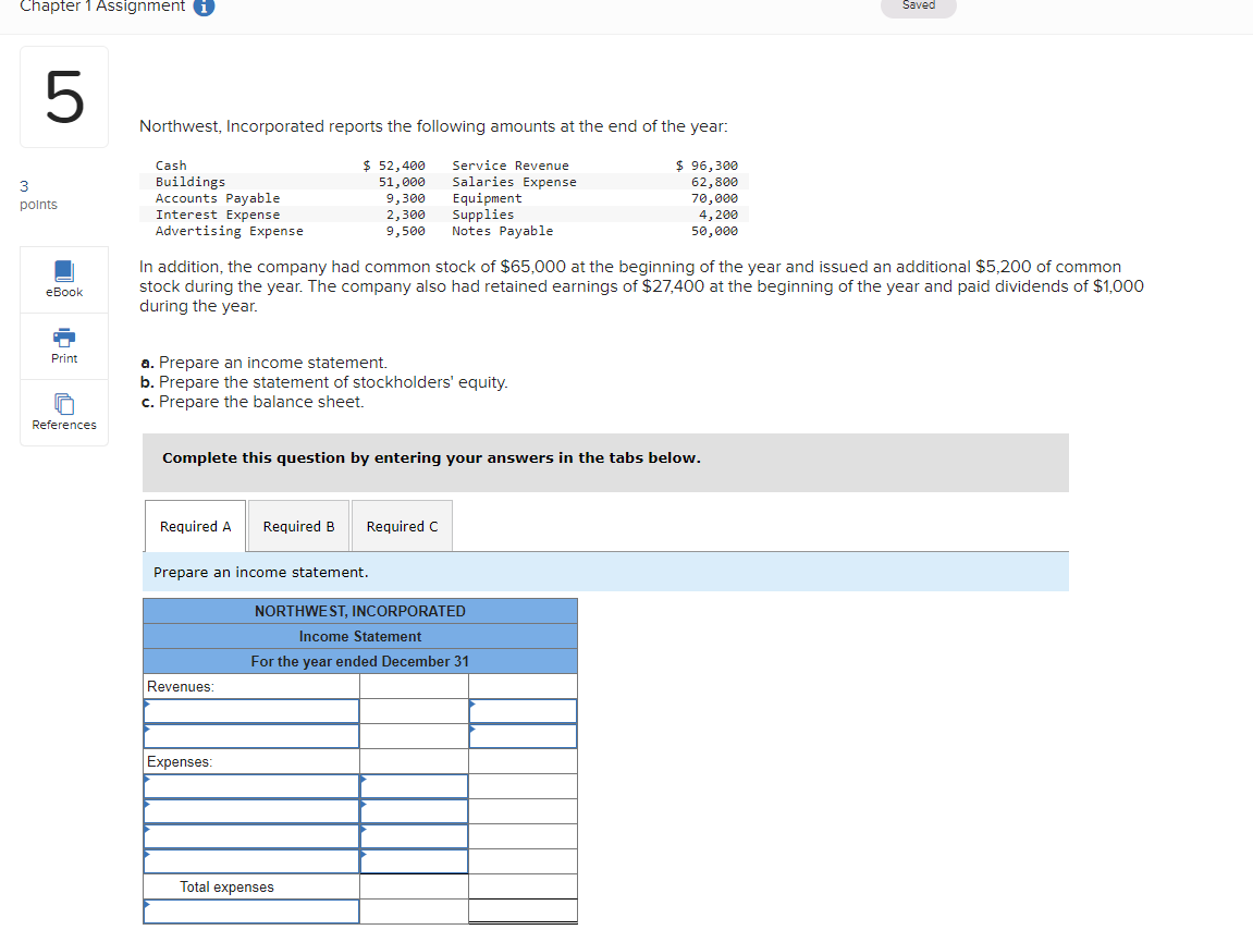 Solved Northwest, Incorporated reports the following amounts | Chegg.com
