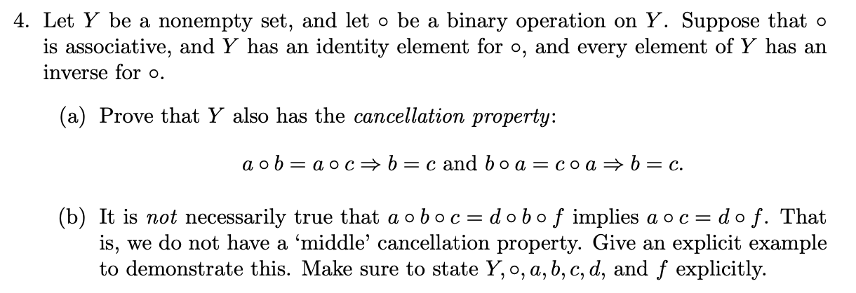 Solved 4. Let Y Be A Nonempty Set, And Let O Be A Binary | Chegg.com