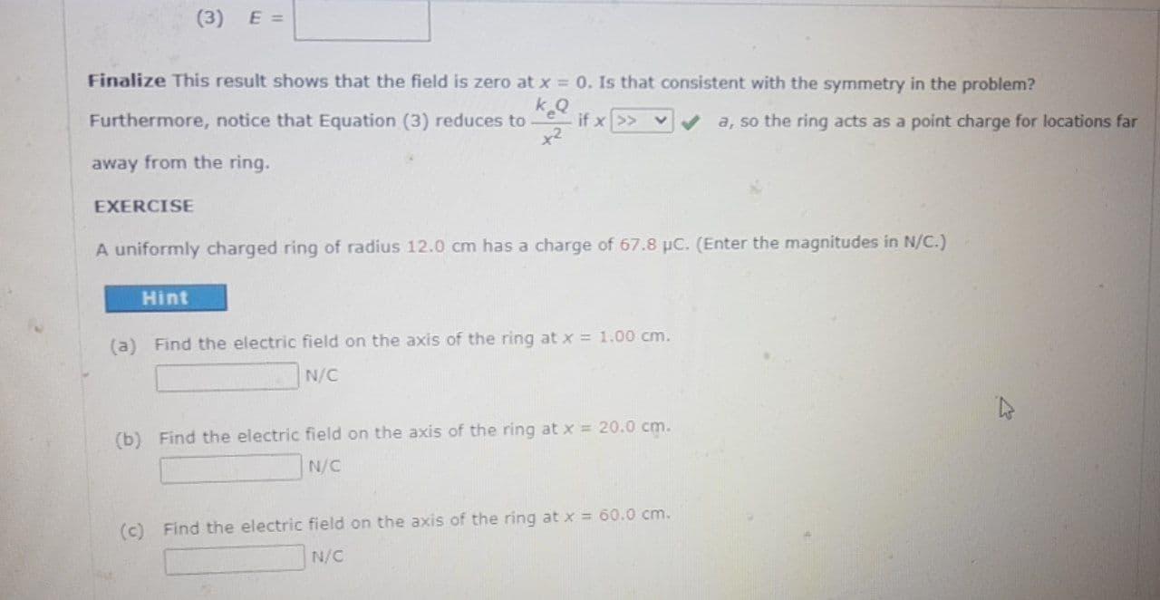 Solved The Electric Field of a Uniform Ring of Charge A ring | Chegg.com