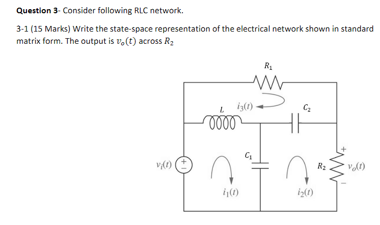 Solved Question 3- Consider following RLC network. 3-1 (15 | Chegg.com