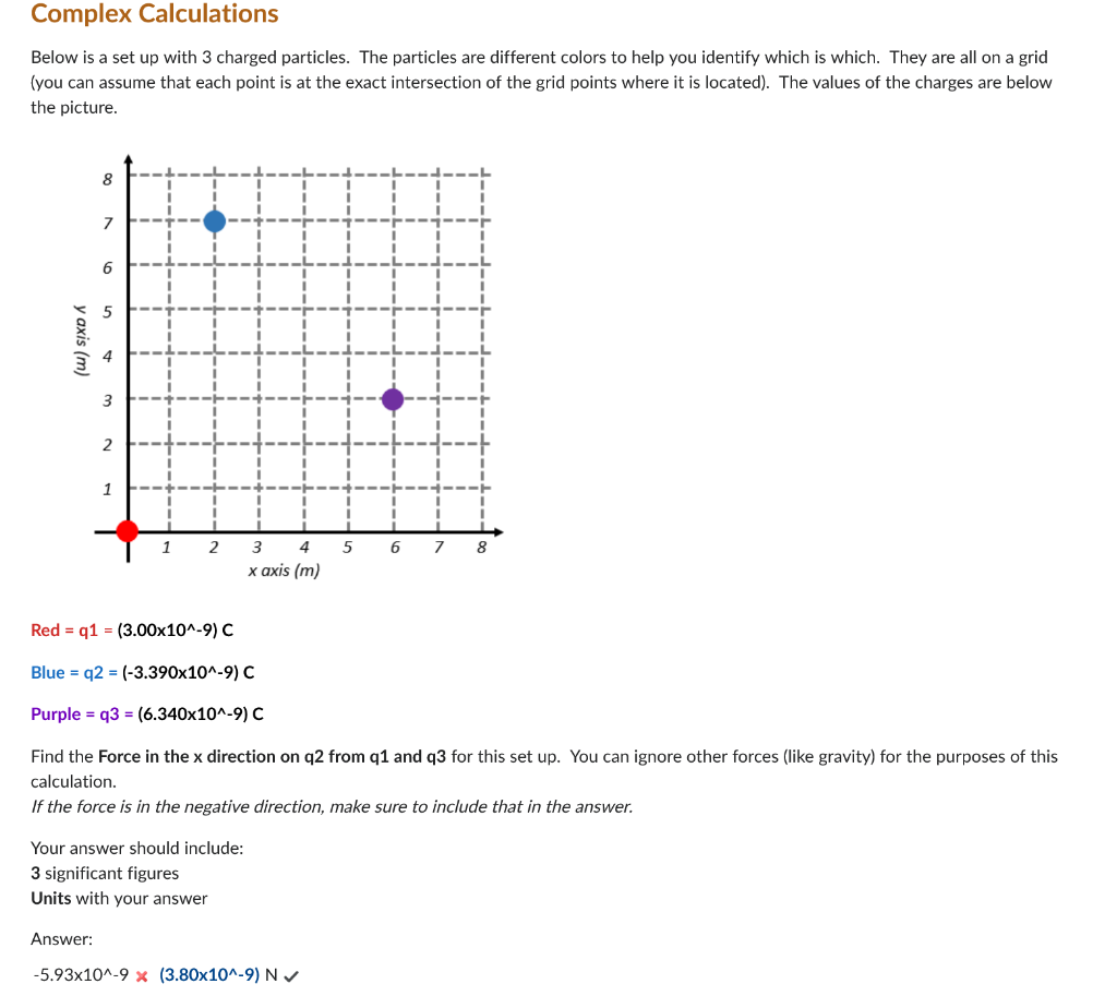 Solved Below is a set up with 3 charged particles. The | Chegg.com