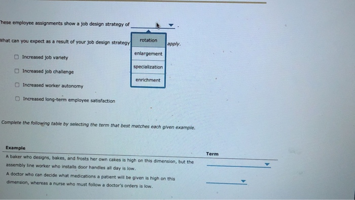 these employee assignments show a job design strategy of