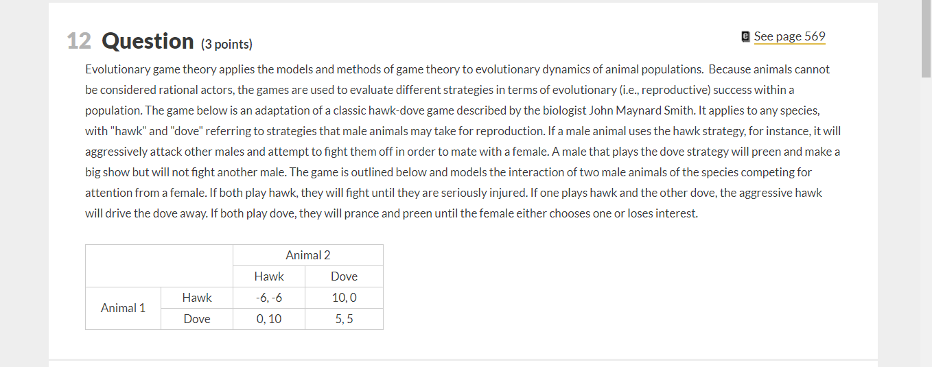 Solved 12 Question (3 points) @ See page 569 Evolutionary | Chegg.com