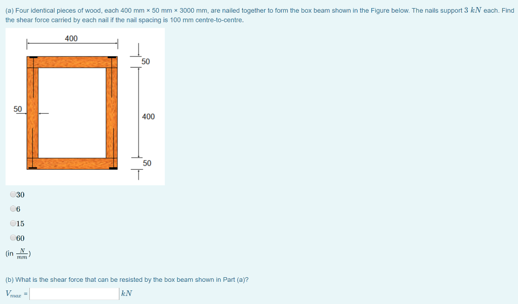 Solved Four Identical Pieces Of Wood Each 400 Mm 50 Mm Chegg Com