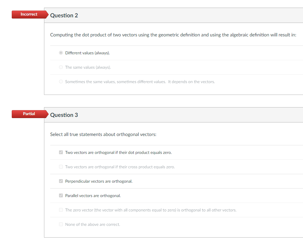 Solved Computing the dot product of two vectors using the | Chegg.com