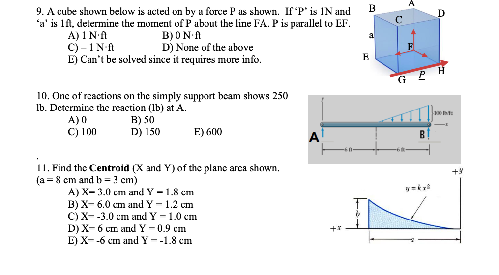 Solved A B D 9. A cube shown below is acted on by a force