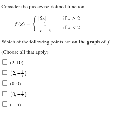 Solved Consider the piecewise-defined function | Chegg.com