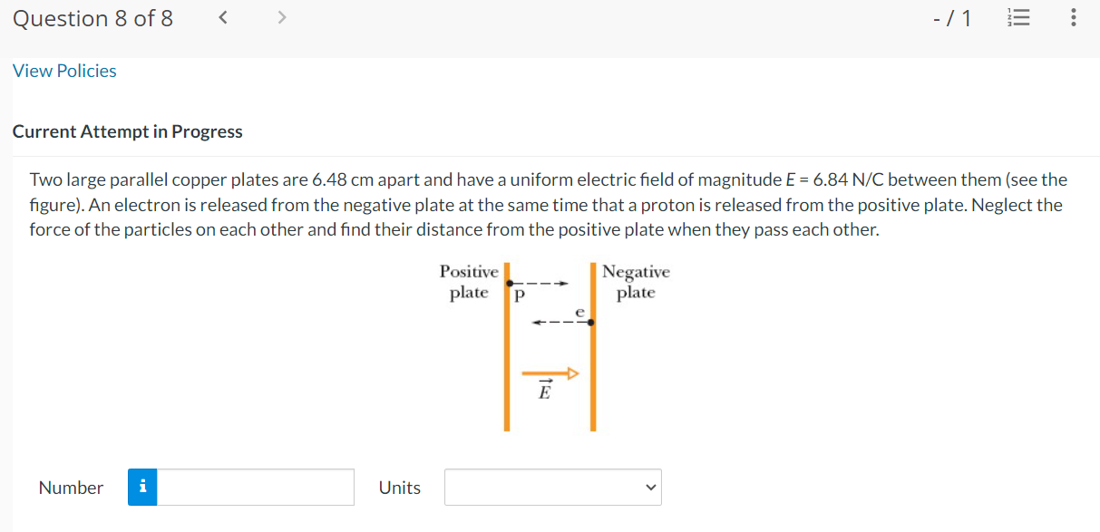 Solved Two large parallel copper plates are 6.48 cm apart | Chegg.com