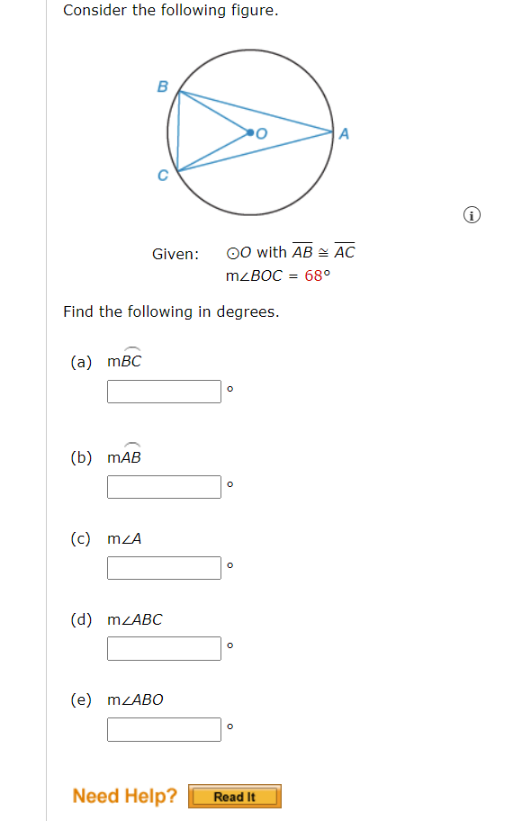 Solved Consider the following figure. (i) Given: ⊙O with | Chegg.com