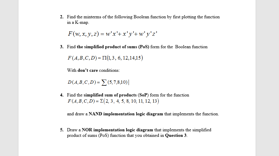Solved 2. Find the minterms of the following Boolean | Chegg.com