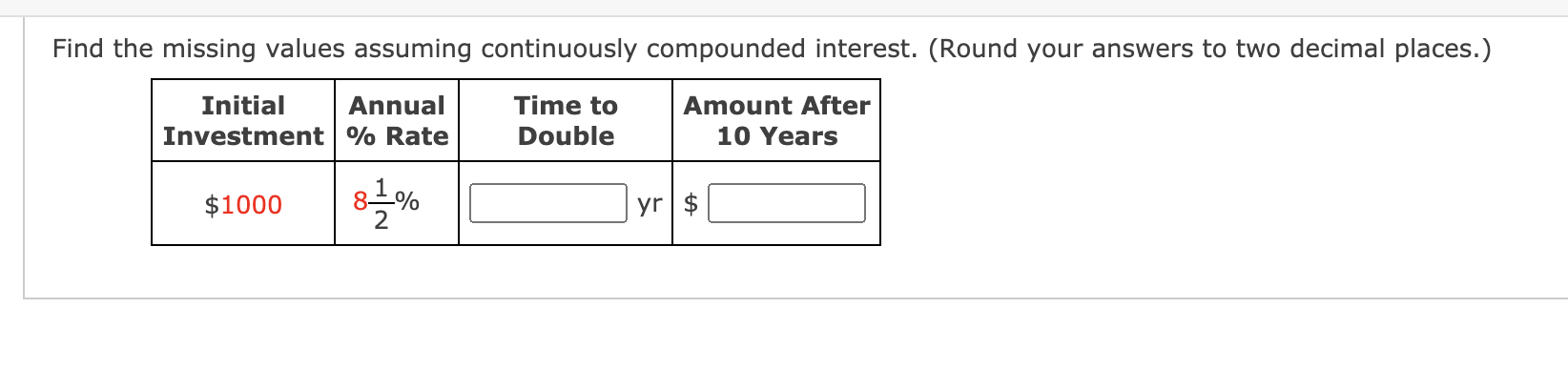 Solved Find the missing values assuming continuously | Chegg.com
