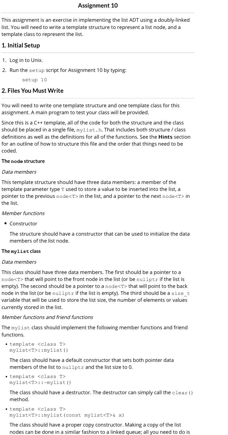 Assignment 10 This assignment is an exercise in | Chegg.com