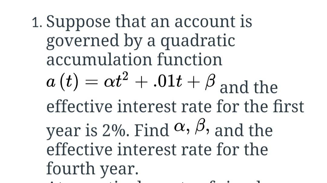 Solved 1. Suppose that an account is governed by a quadratic | Chegg.com