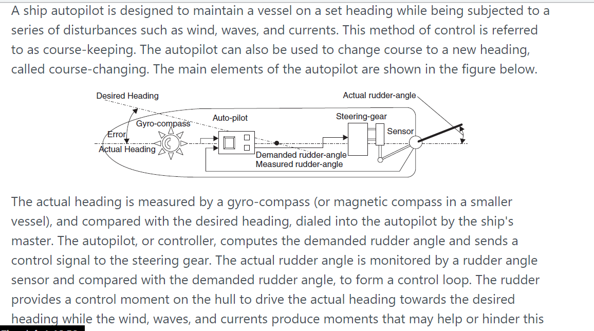 Solved A ship autopilot is designed to maintain a vessel on