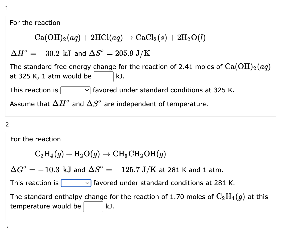 Solved For the reaction Chegg