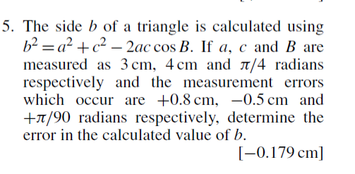 Solved 5. The Side B Of A Triangle Is Calculated Using B2 = | Chegg.com